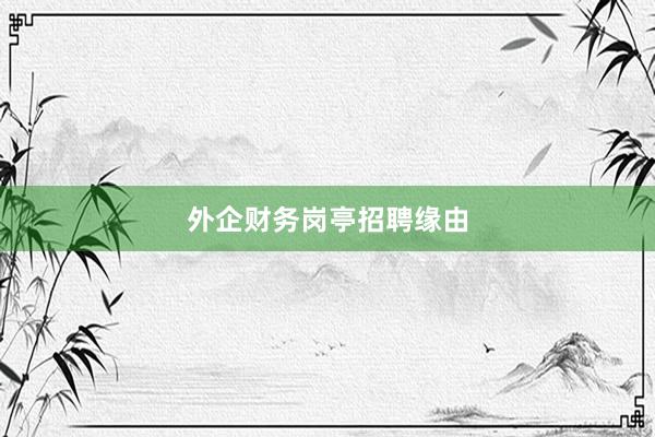 外企财务岗亭招聘缘由
